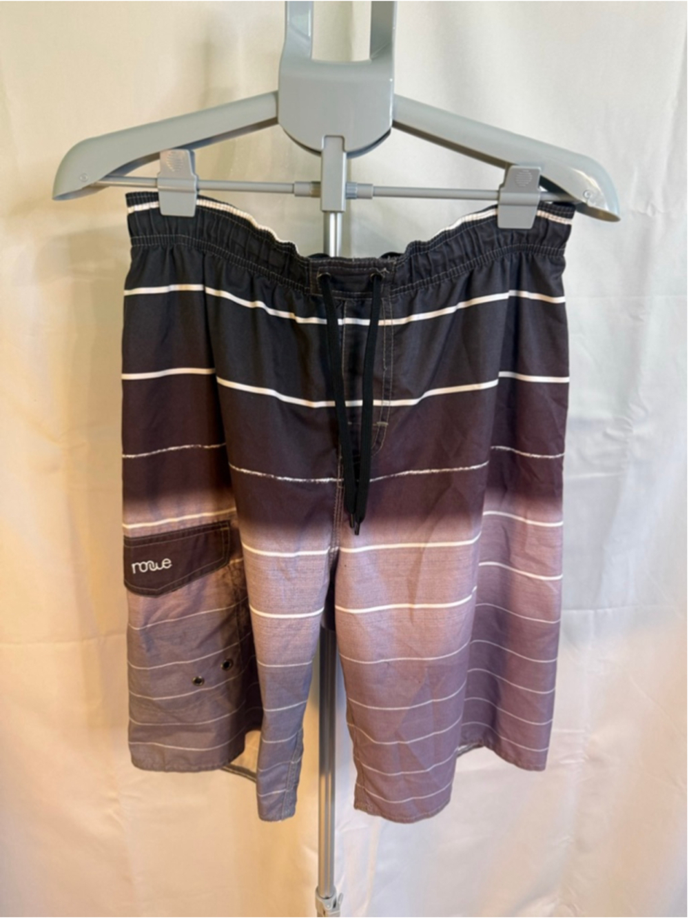 Men's NONWE Black Gray Striped Board Shorts m‎